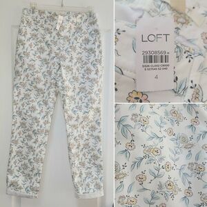 LOFT  White Floral Chino Pants |4|NWT